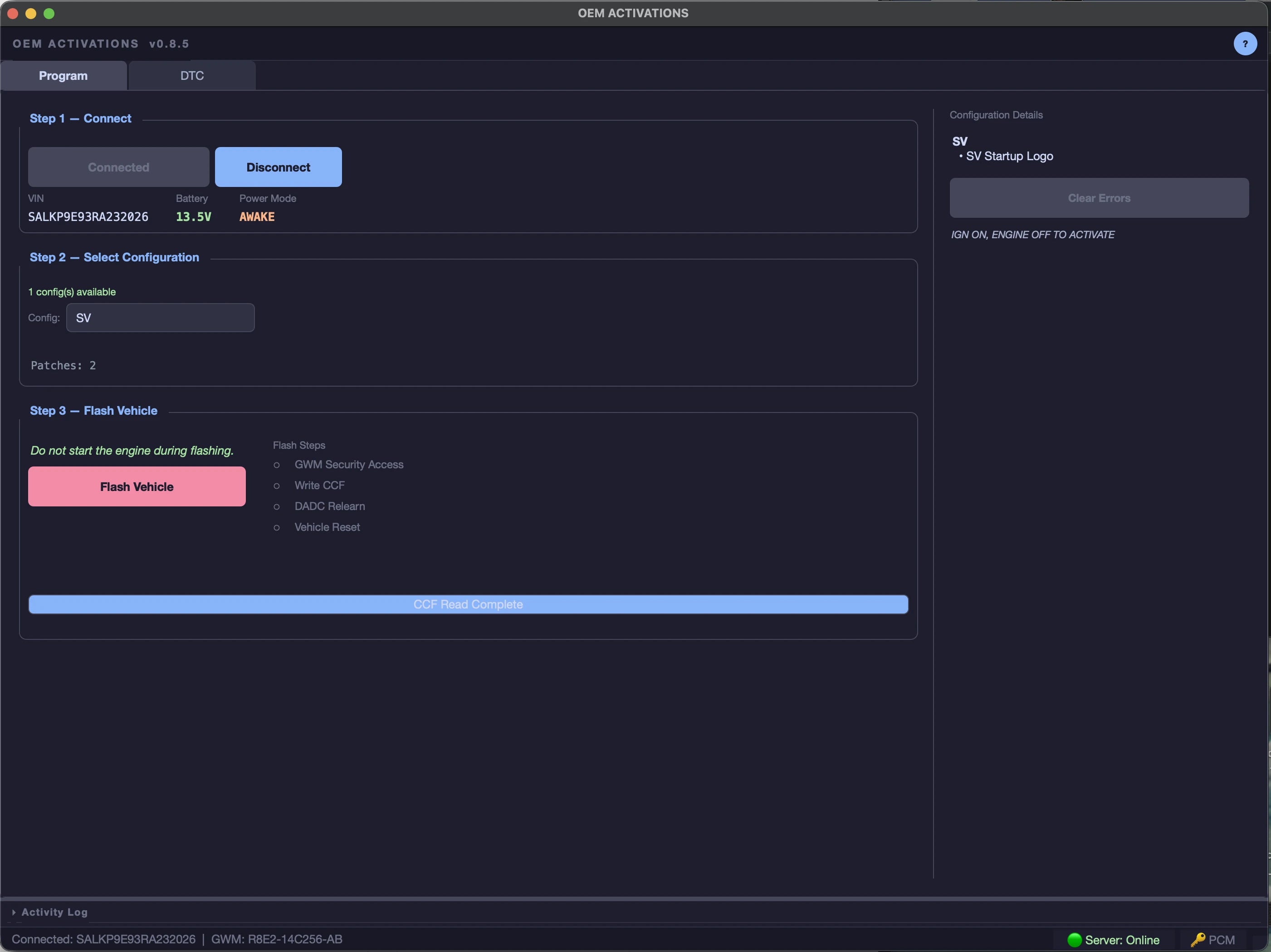 Activation software